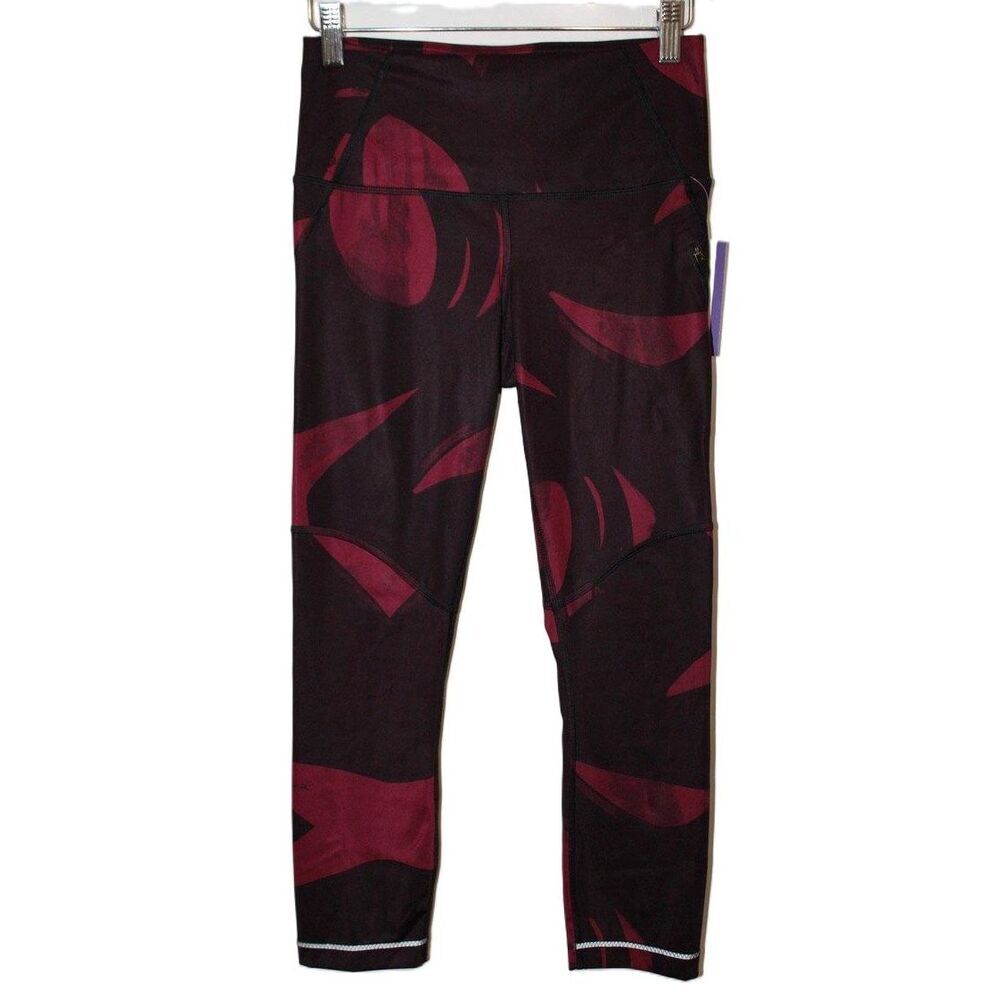 Lululemon All Sport Crop Leggings Back Spin Stroke Dashing Purple Black Size 4